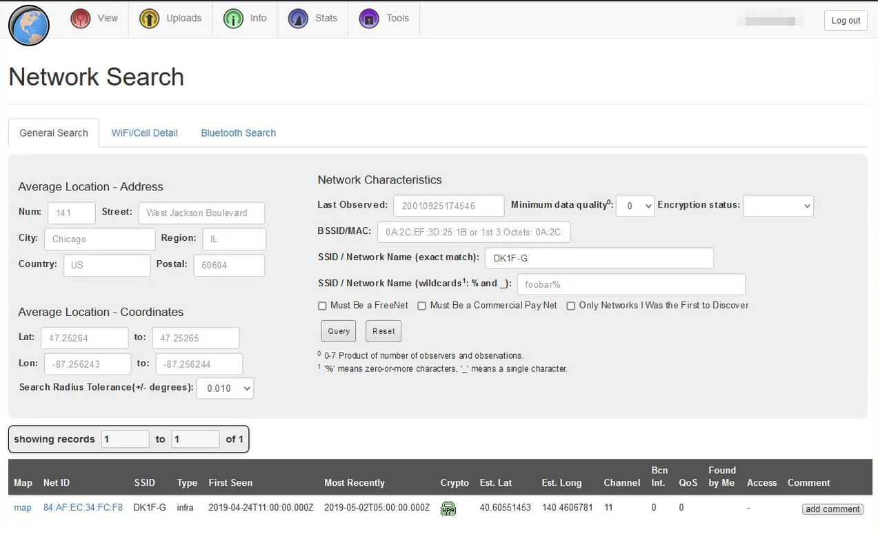 Informations sur le réseau WiFi