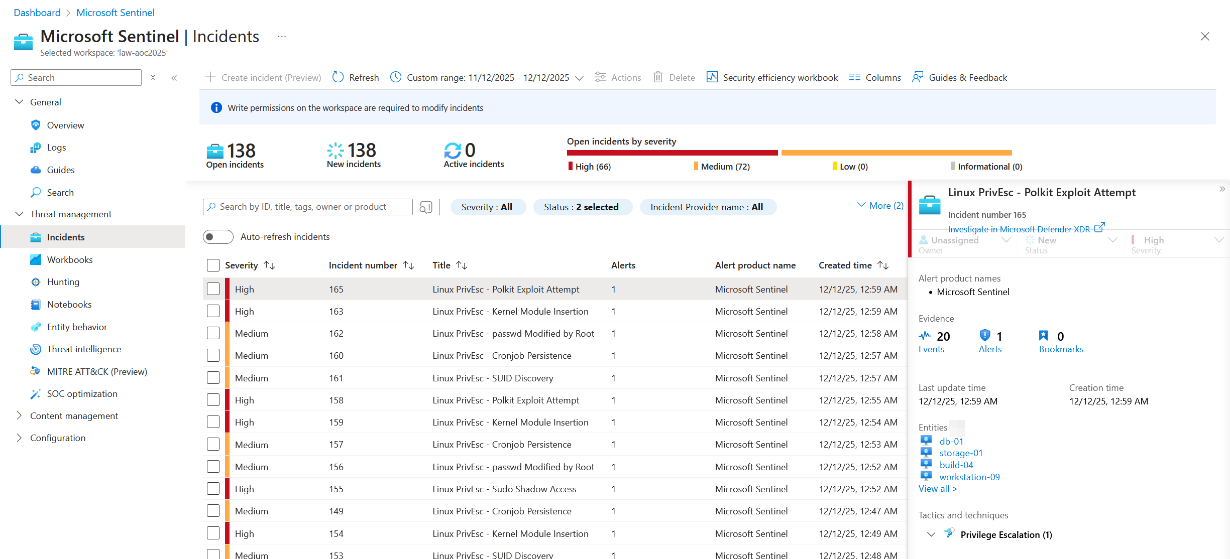 Nombre d'entités impacté par les tentatives d'exploitation Polkit
