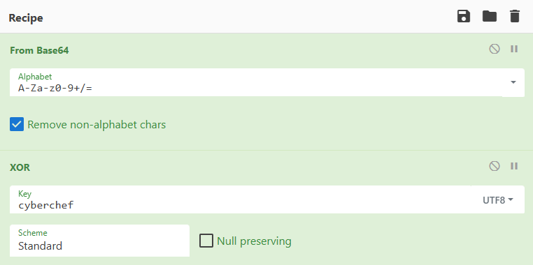 Recette chef permettant de déchiffrer le mot de passe