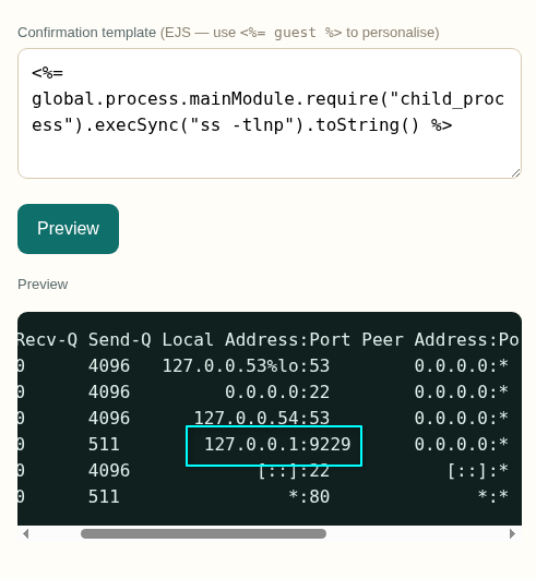 Port de debug Node actif